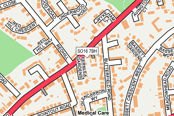 SO16 7BH map - OS OpenMap – Local (Ordnance Survey)