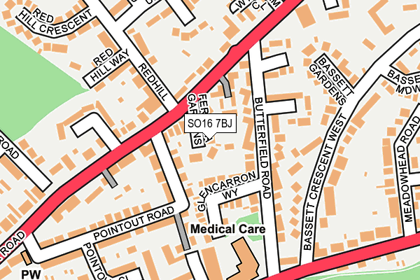 SO16 7BJ map - OS OpenMap – Local (Ordnance Survey)