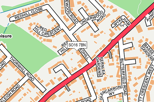 SO16 7BN map - OS OpenMap – Local (Ordnance Survey)