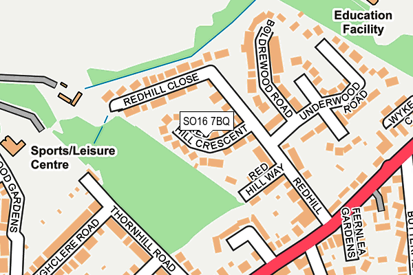 SO16 7BQ map - OS OpenMap – Local (Ordnance Survey)