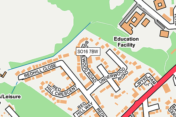 SO16 7BW map - OS OpenMap – Local (Ordnance Survey)