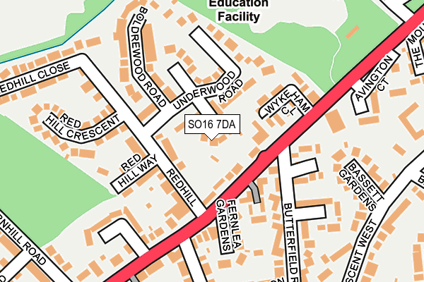 SO16 7DA map - OS OpenMap – Local (Ordnance Survey)