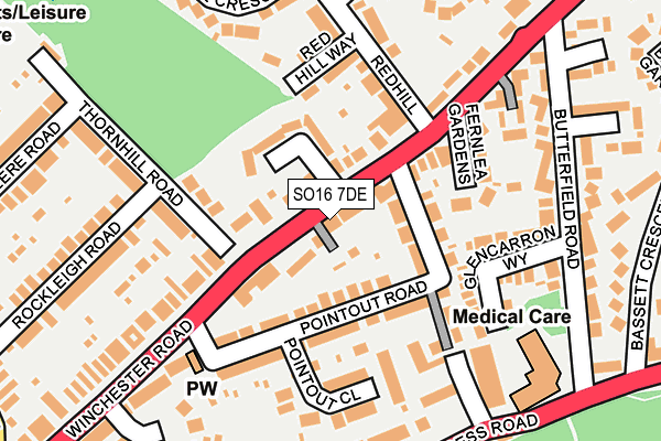 SO16 7DE map - OS OpenMap – Local (Ordnance Survey)