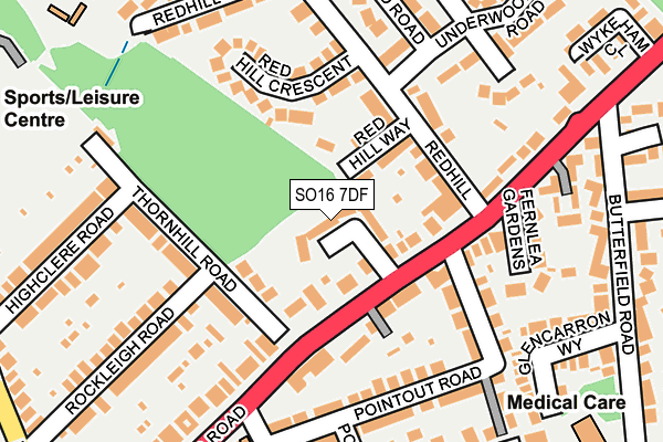 SO16 7DF map - OS OpenMap – Local (Ordnance Survey)