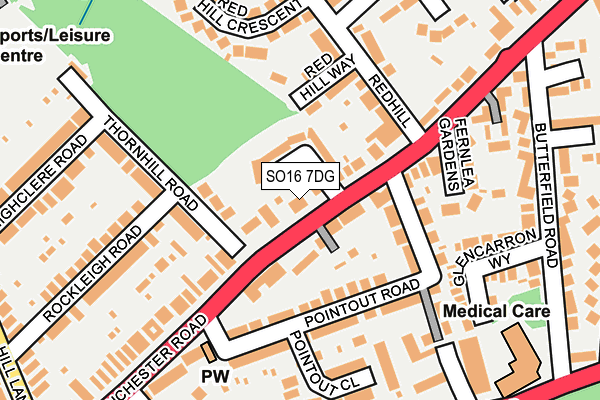 SO16 7DG map - OS OpenMap – Local (Ordnance Survey)