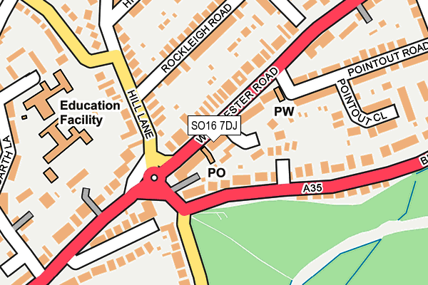 SO16 7DJ map - OS OpenMap – Local (Ordnance Survey)
