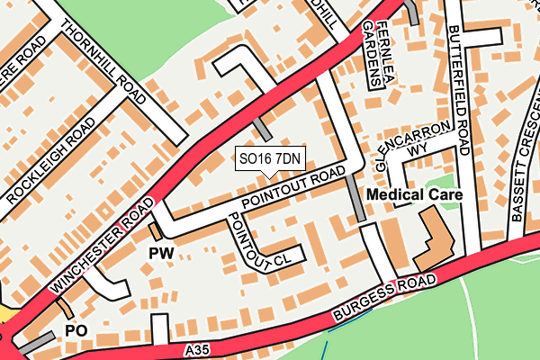 SO16 7DN map - OS OpenMap – Local (Ordnance Survey)