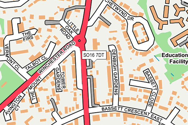 SO16 7DT map - OS OpenMap – Local (Ordnance Survey)