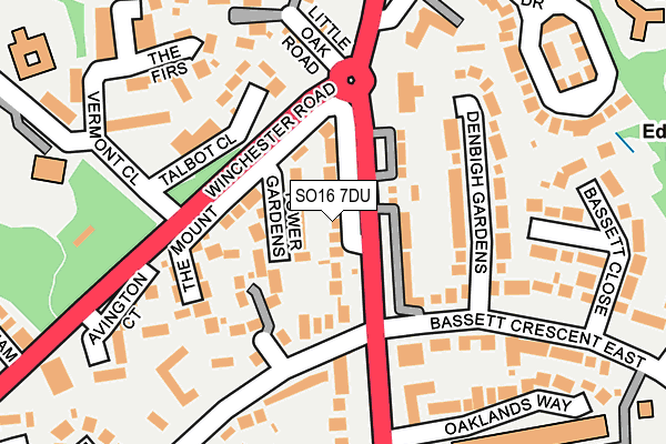SO16 7DU map - OS OpenMap – Local (Ordnance Survey)