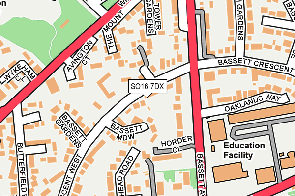 SO16 7DX map - OS OpenMap – Local (Ordnance Survey)