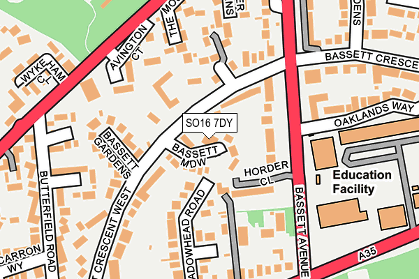 SO16 7DY map - OS OpenMap – Local (Ordnance Survey)