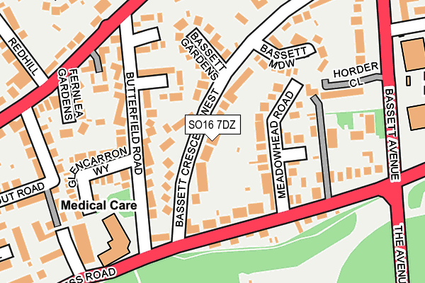 SO16 7DZ map - OS OpenMap – Local (Ordnance Survey)