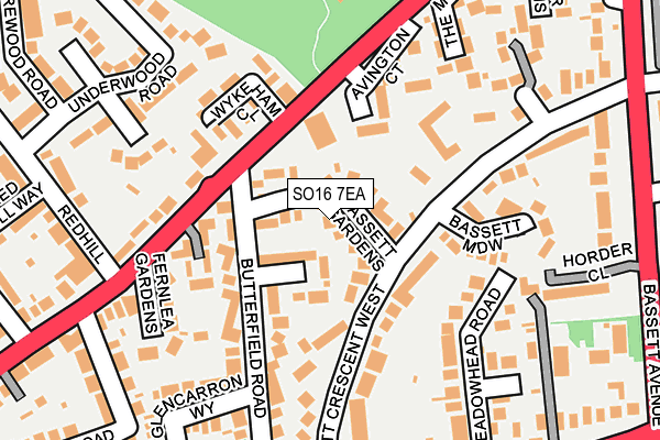 SO16 7EA map - OS OpenMap – Local (Ordnance Survey)