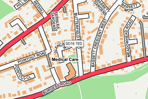 SO16 7ED map - OS OpenMap – Local (Ordnance Survey)