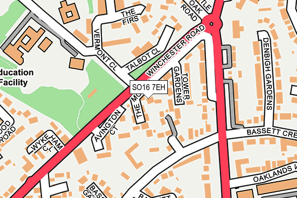 SO16 7EH map - OS OpenMap – Local (Ordnance Survey)