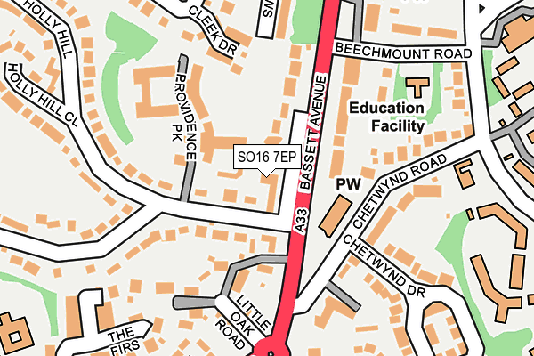 SO16 7EP map - OS OpenMap – Local (Ordnance Survey)