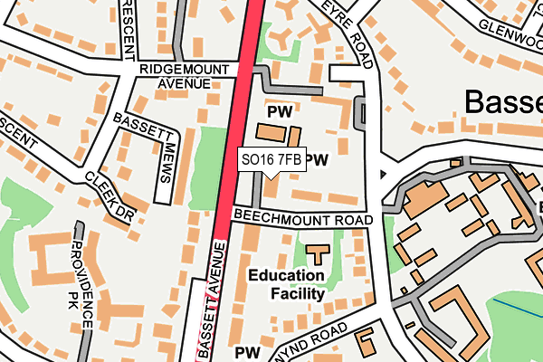 SO16 7FB map - OS OpenMap – Local (Ordnance Survey)