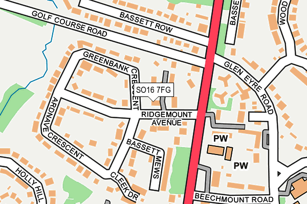 SO16 7FG map - OS OpenMap – Local (Ordnance Survey)