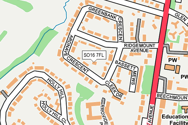 SO16 7FL map - OS OpenMap – Local (Ordnance Survey)