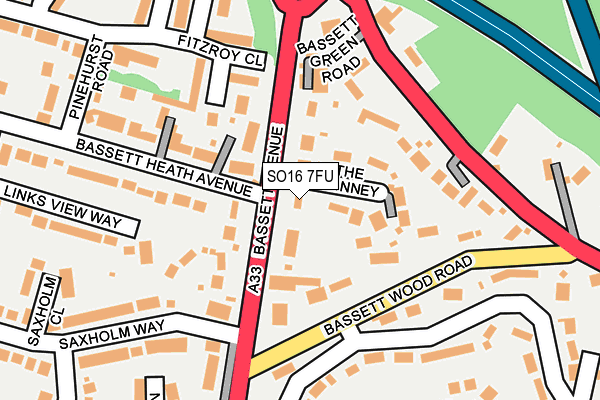 SO16 7FU map - OS OpenMap – Local (Ordnance Survey)