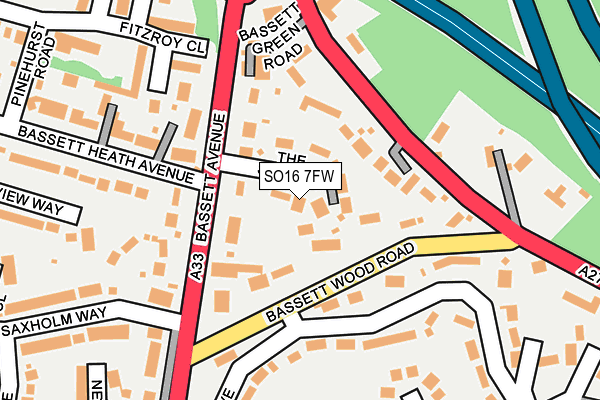 SO16 7FW map - OS OpenMap – Local (Ordnance Survey)