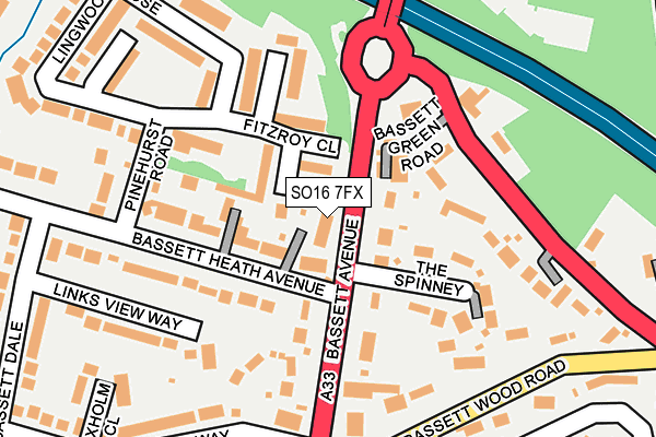 SO16 7FX map - OS OpenMap – Local (Ordnance Survey)