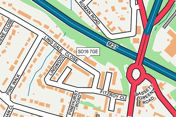 SO16 7GE map - OS OpenMap – Local (Ordnance Survey)