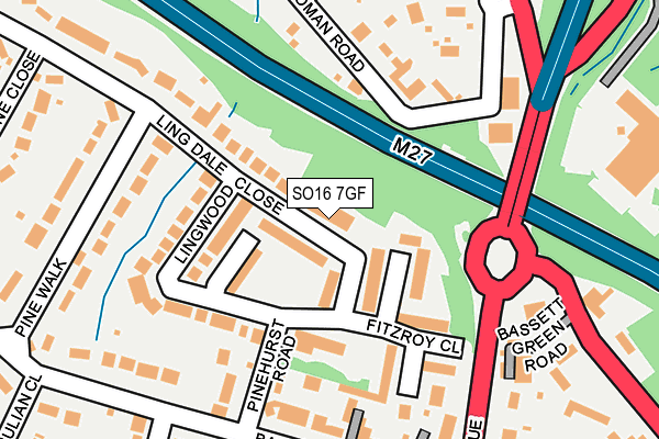 SO16 7GF map - OS OpenMap – Local (Ordnance Survey)