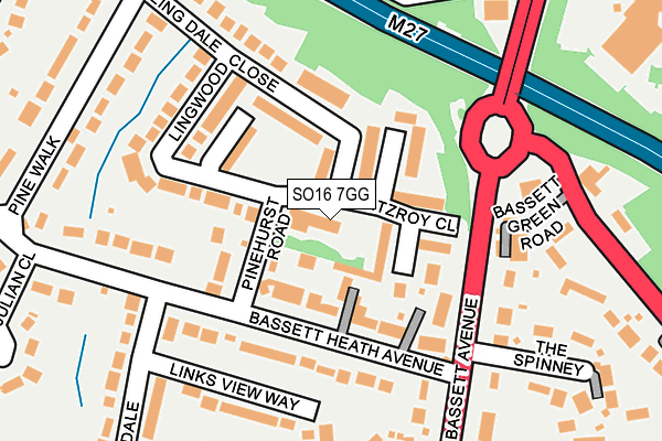 SO16 7GG map - OS OpenMap – Local (Ordnance Survey)