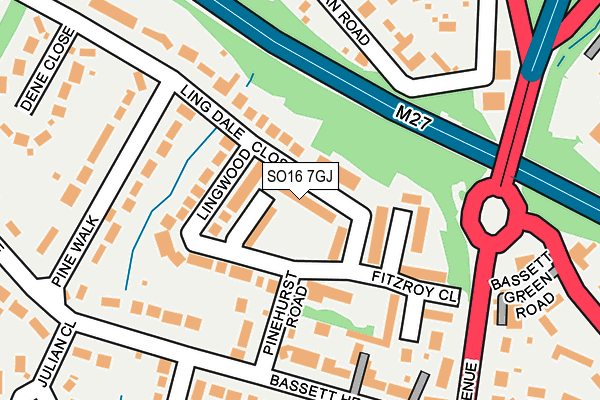 SO16 7GJ map - OS OpenMap – Local (Ordnance Survey)