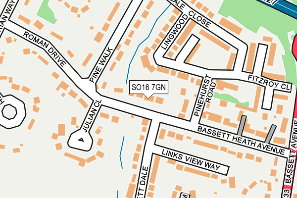 SO16 7GN map - OS OpenMap – Local (Ordnance Survey)