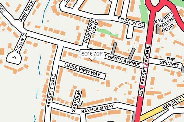 SO16 7GP map - OS OpenMap – Local (Ordnance Survey)