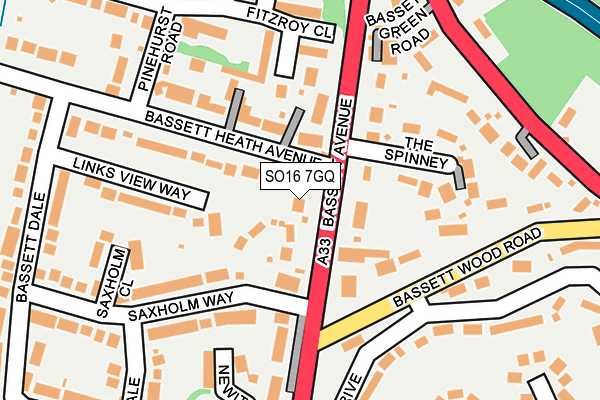 SO16 7GQ map - OS OpenMap – Local (Ordnance Survey)