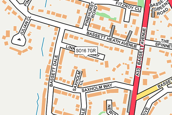 SO16 7GR map - OS OpenMap – Local (Ordnance Survey)