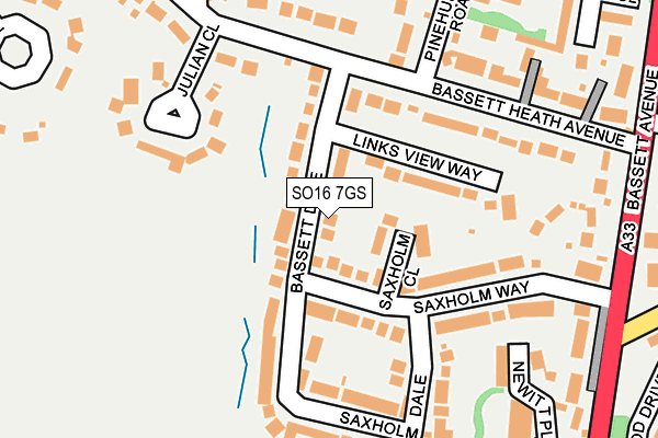 SO16 7GS map - OS OpenMap – Local (Ordnance Survey)