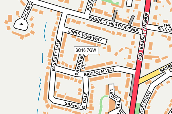 SO16 7GW map - OS OpenMap – Local (Ordnance Survey)