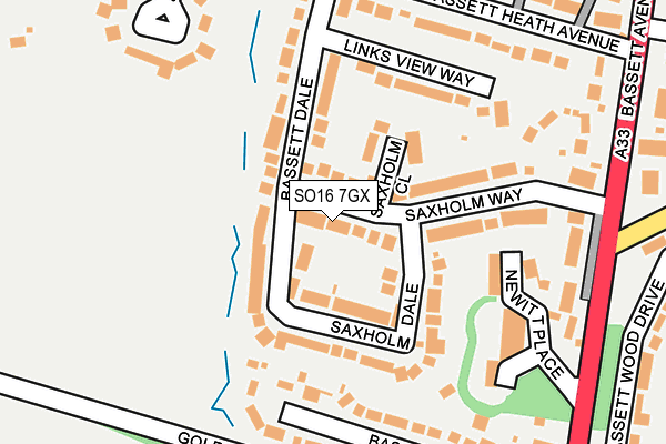 SO16 7GX map - OS OpenMap – Local (Ordnance Survey)