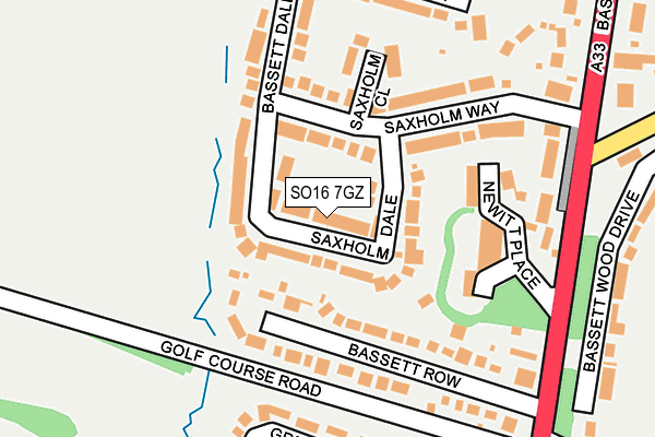 SO16 7GZ map - OS OpenMap – Local (Ordnance Survey)