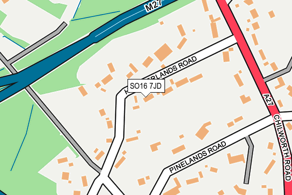 SO16 7JD map - OS OpenMap – Local (Ordnance Survey)