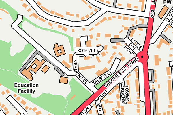 SO16 7LT map - OS OpenMap – Local (Ordnance Survey)