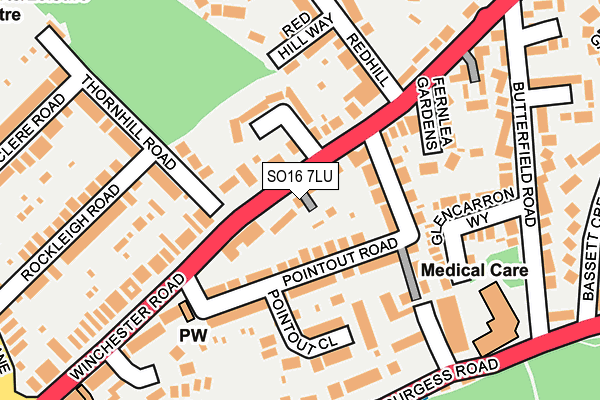 SO16 7LU map - OS OpenMap – Local (Ordnance Survey)