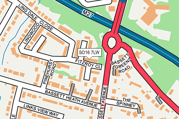 SO16 7LW map - OS OpenMap – Local (Ordnance Survey)