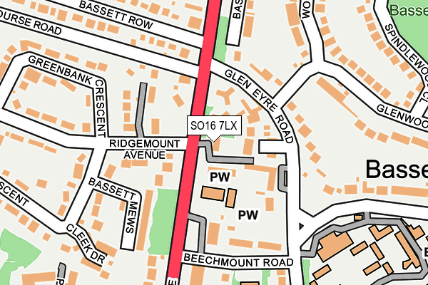 SO16 7LX map - OS OpenMap – Local (Ordnance Survey)