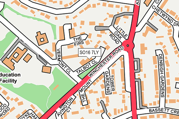 SO16 7LY map - OS OpenMap – Local (Ordnance Survey)