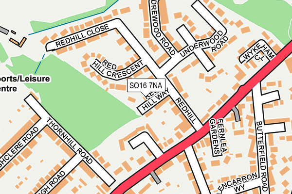 SO16 7NA map - OS OpenMap – Local (Ordnance Survey)