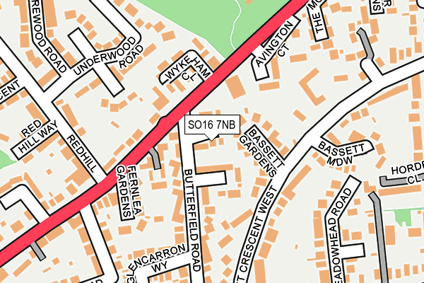 SO16 7NB map - OS OpenMap – Local (Ordnance Survey)