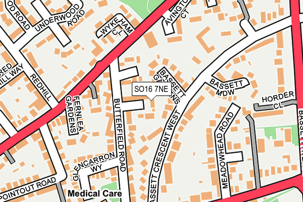 SO16 7NE map - OS OpenMap – Local (Ordnance Survey)