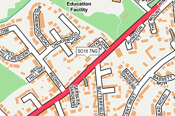 SO16 7NG map - OS OpenMap – Local (Ordnance Survey)