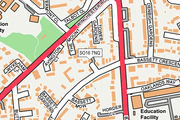 SO16 7NQ map - OS OpenMap – Local (Ordnance Survey)