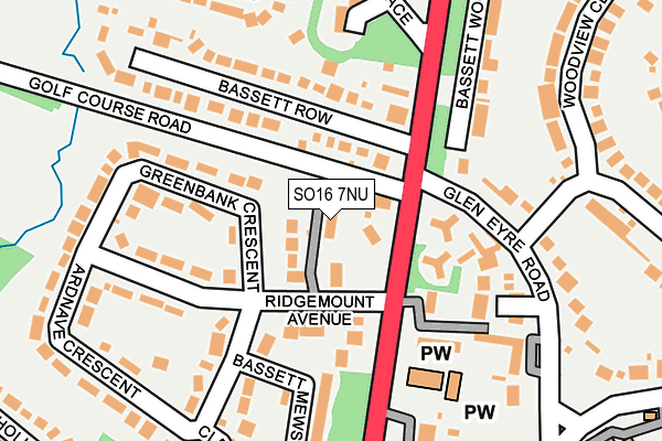 SO16 7NU map - OS OpenMap – Local (Ordnance Survey)